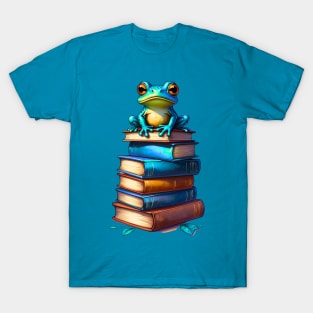 Frog On Pile Of Books T-Shirt